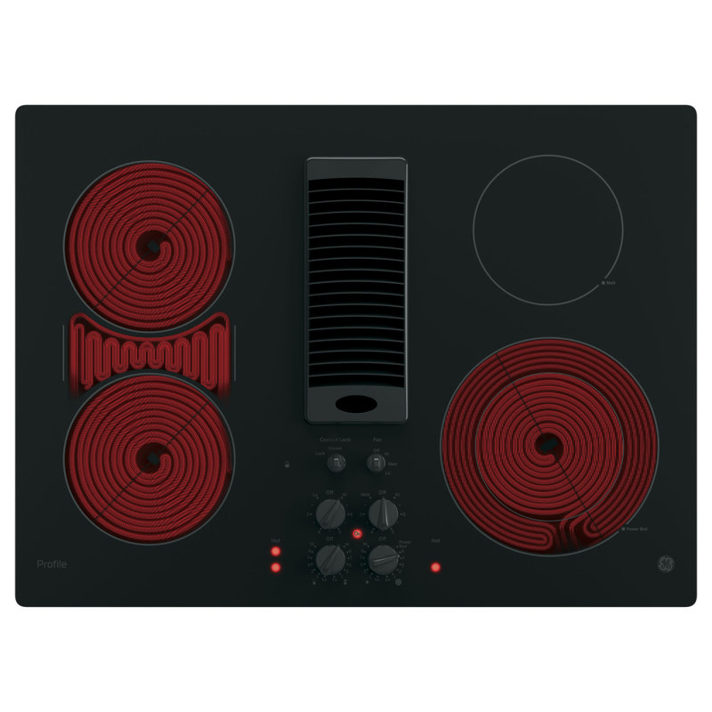 Downdraft Electric Cooktop, Black, Black
