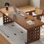 Bureau rectangulaire en bois massif brun noisette-1619093998