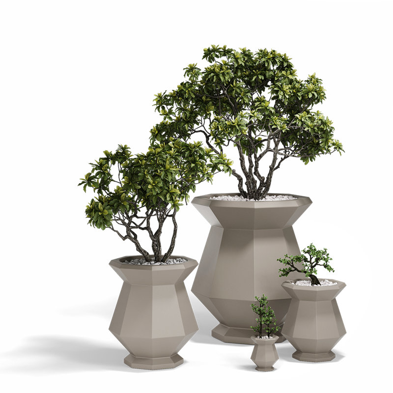 Origami - Kashi Planter, Tortora, 9.75" H x 8.5" W x 8.5" D