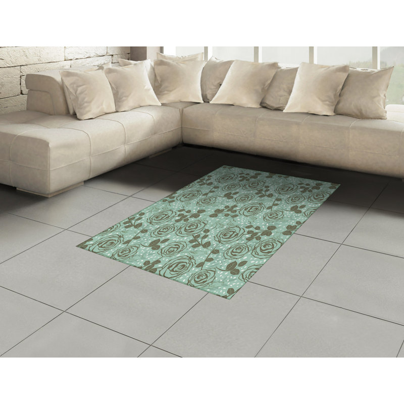 Floral High Density Long Fiber Poly Threads Decorative Area Rug Carpet, Rectangle 4' x 5'8"