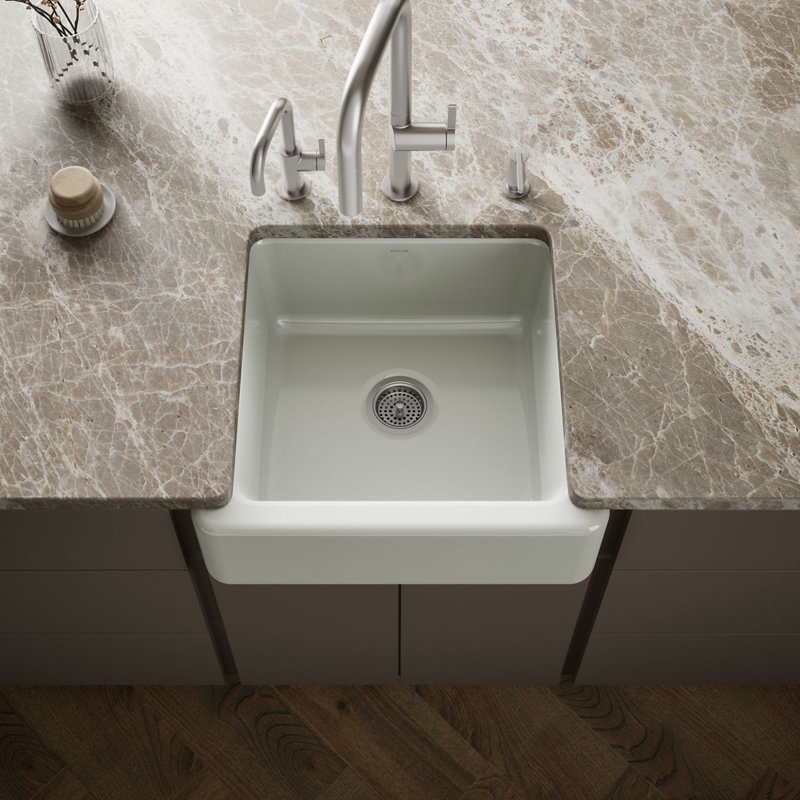 Whitehaven Self-Trimming 23.5"L x 21.5625"W Farmhouse Kitchen Sink, Sea Salt