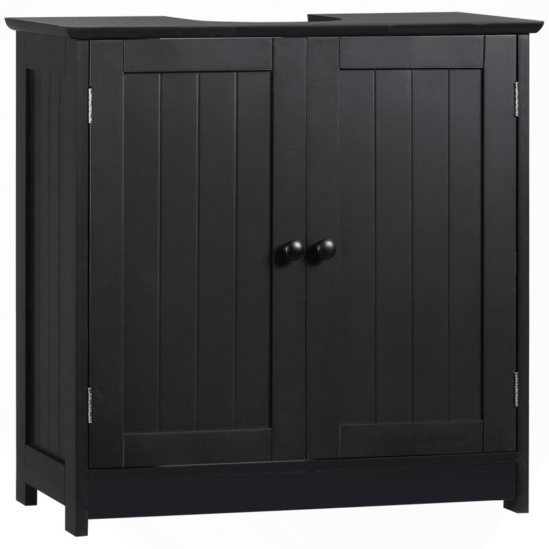 Armoire de salle de bain sous le lavabo avec 2 portes et tablette HOMcom, meuble-lavabo à piédestal