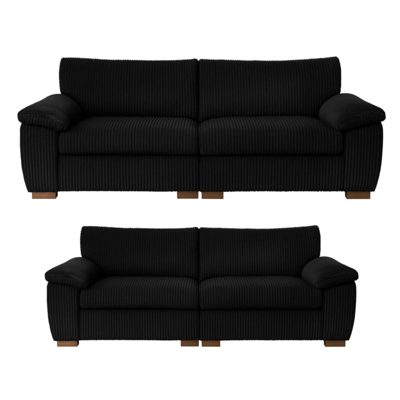 5 Seater Corduroy Sofa, Black