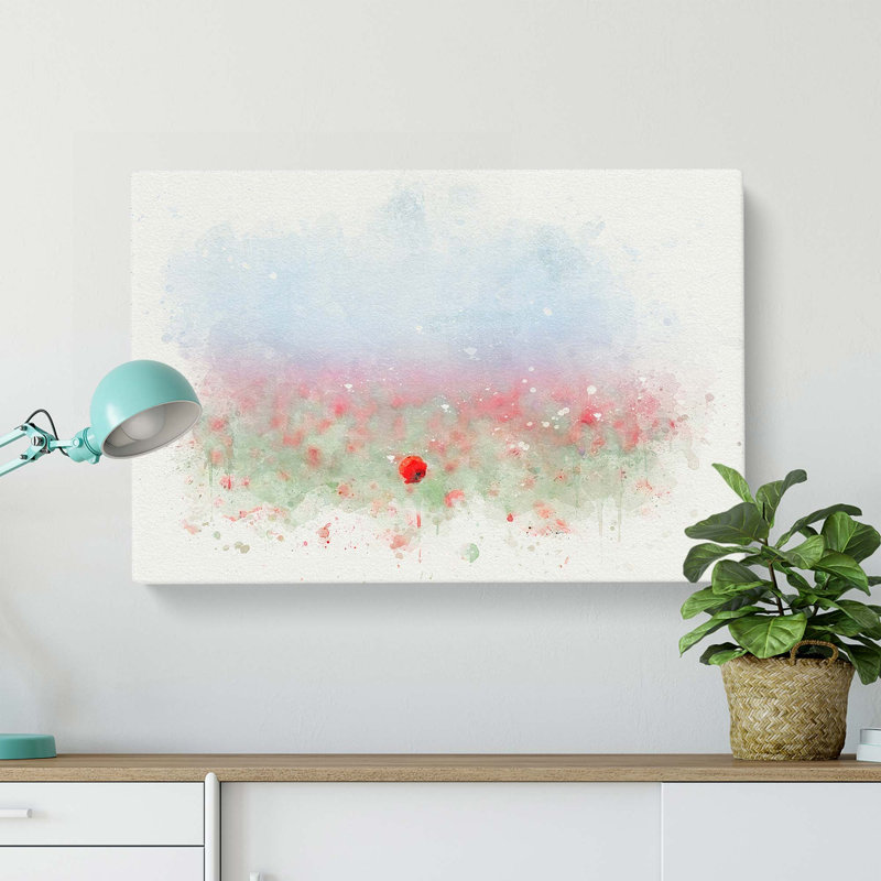 Red Poppy Field In Italy In Abstract - Wrapped Canvas, 60cm H x 91cm W x 3cm D