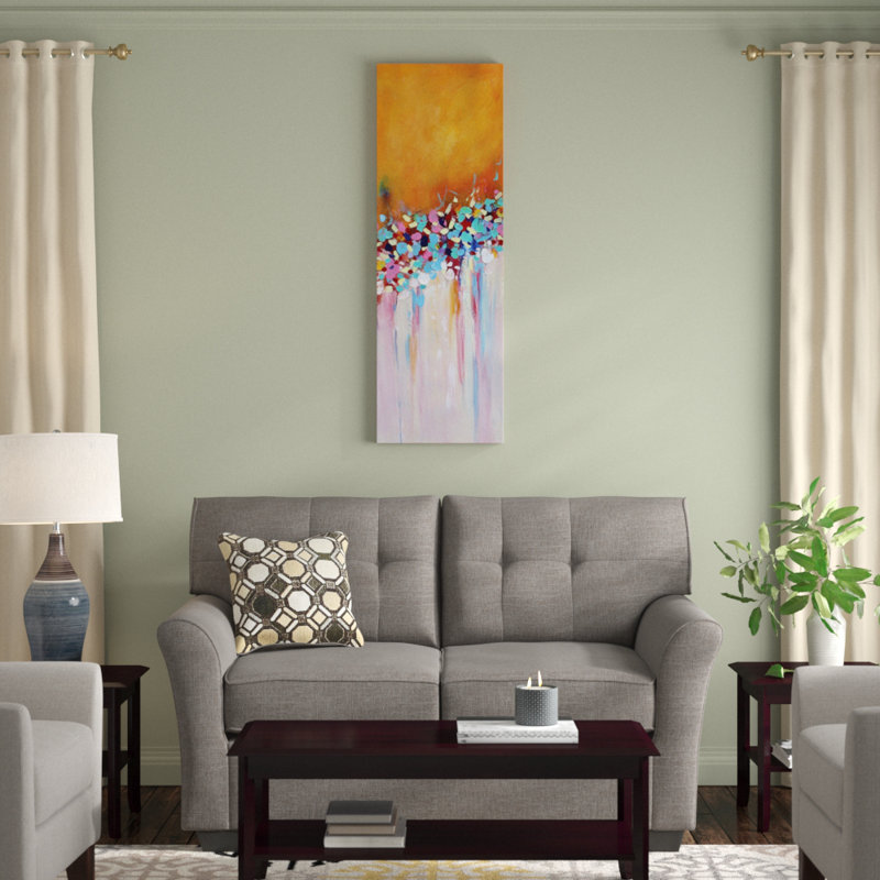 « abstract jardin v », impression sur toile, H 48 po x l 16 po x P 1,5 po, Cadre noir