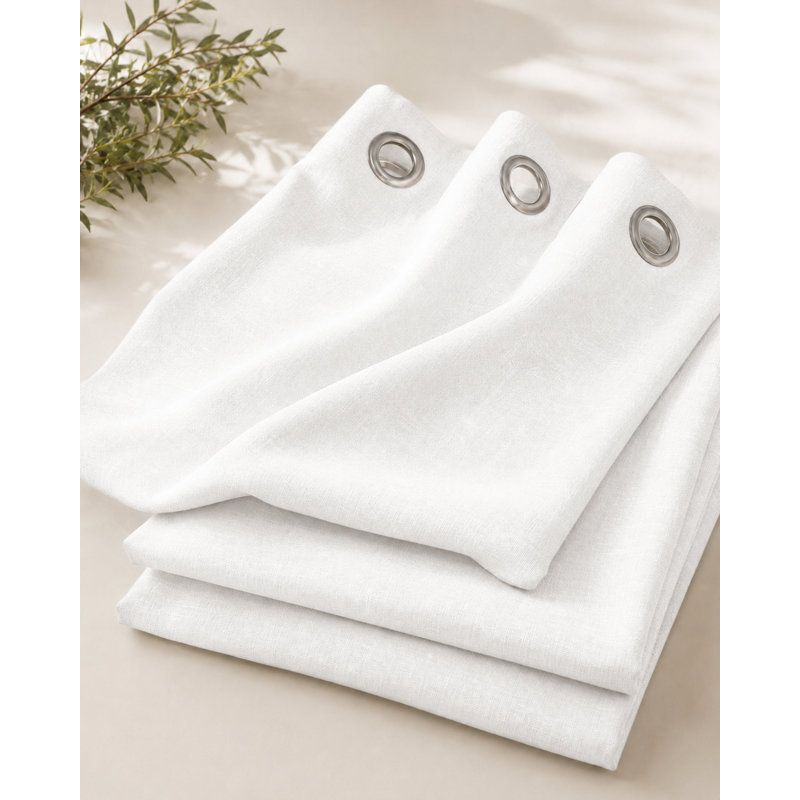 Paire de rideaux occultant et isolant avec œillets Desai, Blanc, L 50 po x L 63 po