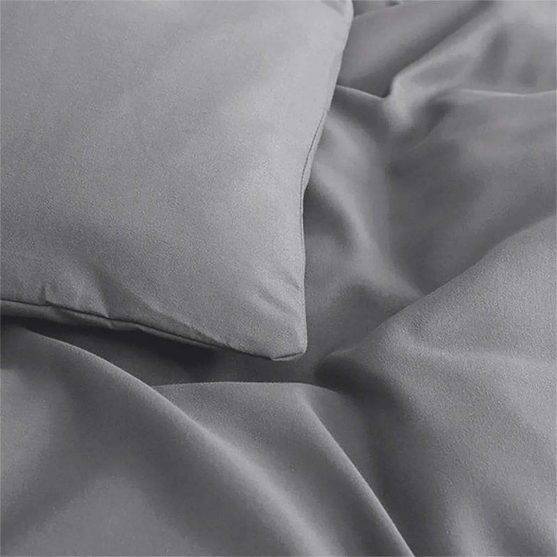 Microfiber No Pattern Duvet Cover Set with Pillowcases, Silver, Single Duvet Cover + 2 Standard Pillowcases