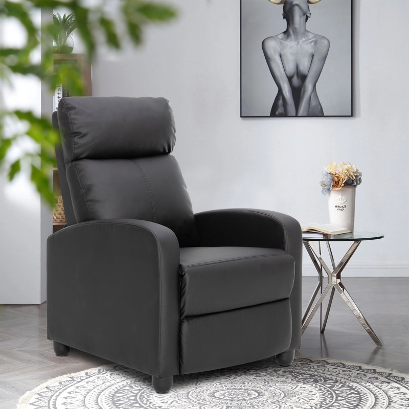Fauteuil inclinable manuel en cuir 20 po, Noir