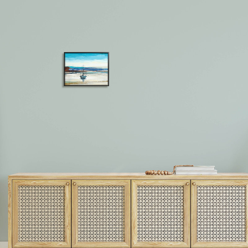 Abstrait bateau, art de la giclée par Liz Jardine, Cadre noir, H 11 po x l 14 po x P 1,5 po