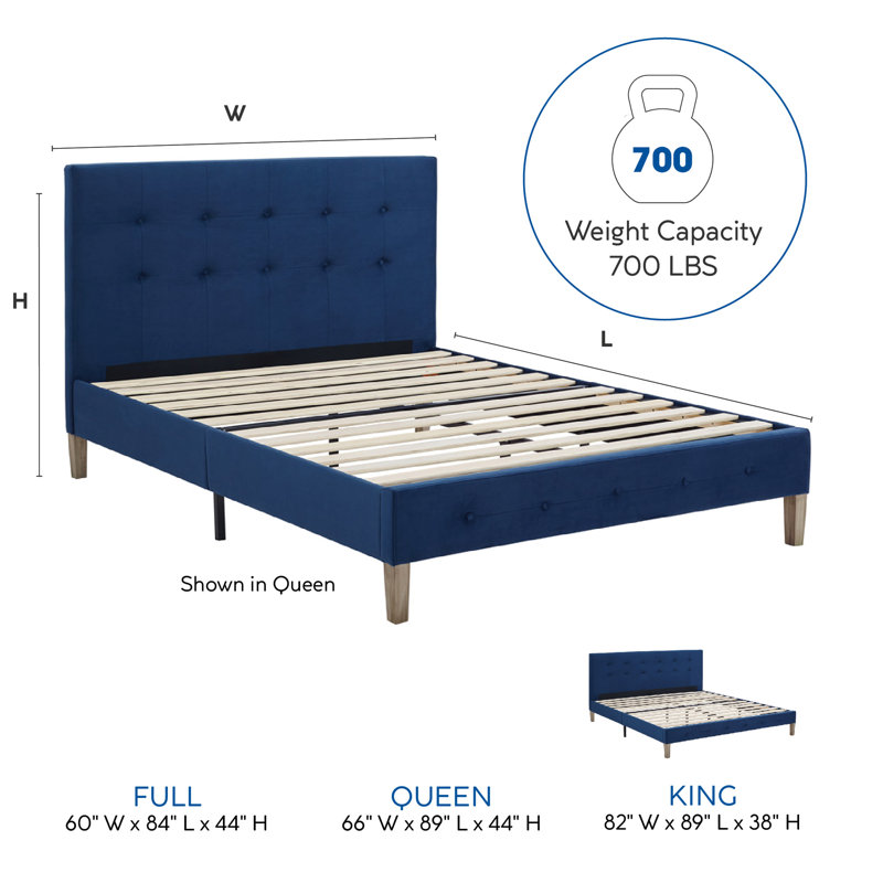 Monona Upholstered Platform Bed, Antonio Sapphire, King
