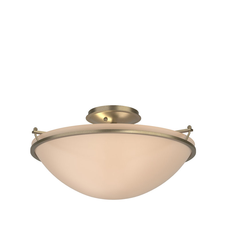 Simple Lines Bowl Semi Flush Mount, Sand, Soft Gold, Small
