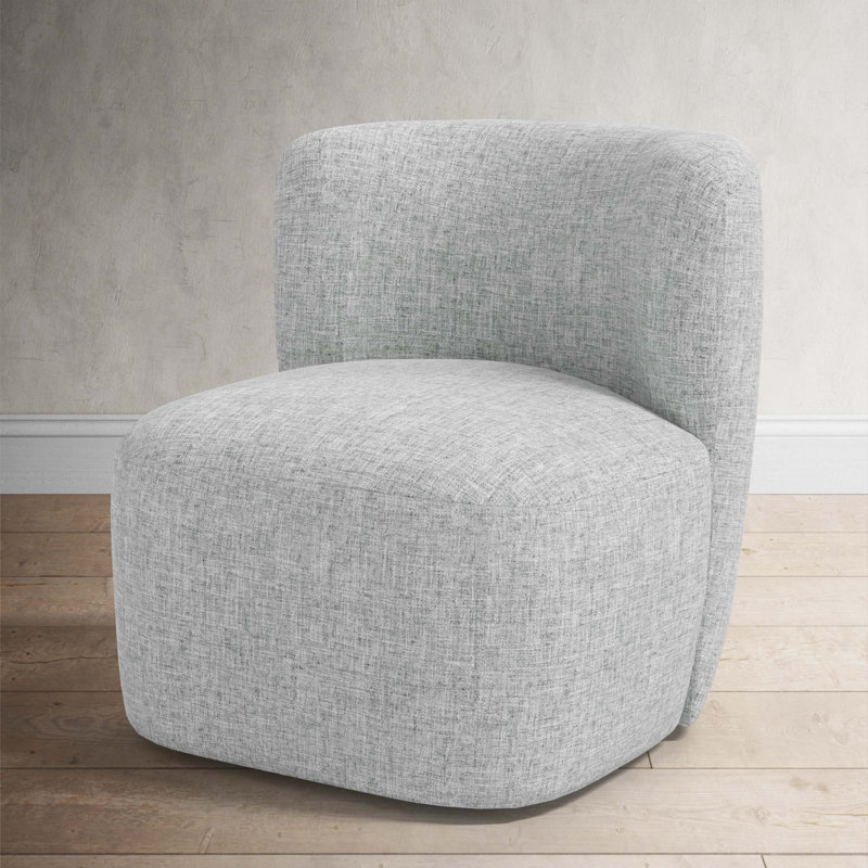 Mariza Upholstered Swivel Accent Chair, Zuma Pumice Textured Linen