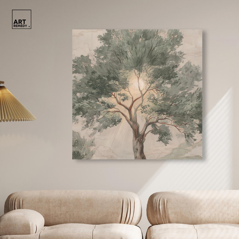 Art floral rétro sur toile Emanating Branches II par Art Remedy, H 30 po x l 30 po, Toile tendue, Peinture sans cadre