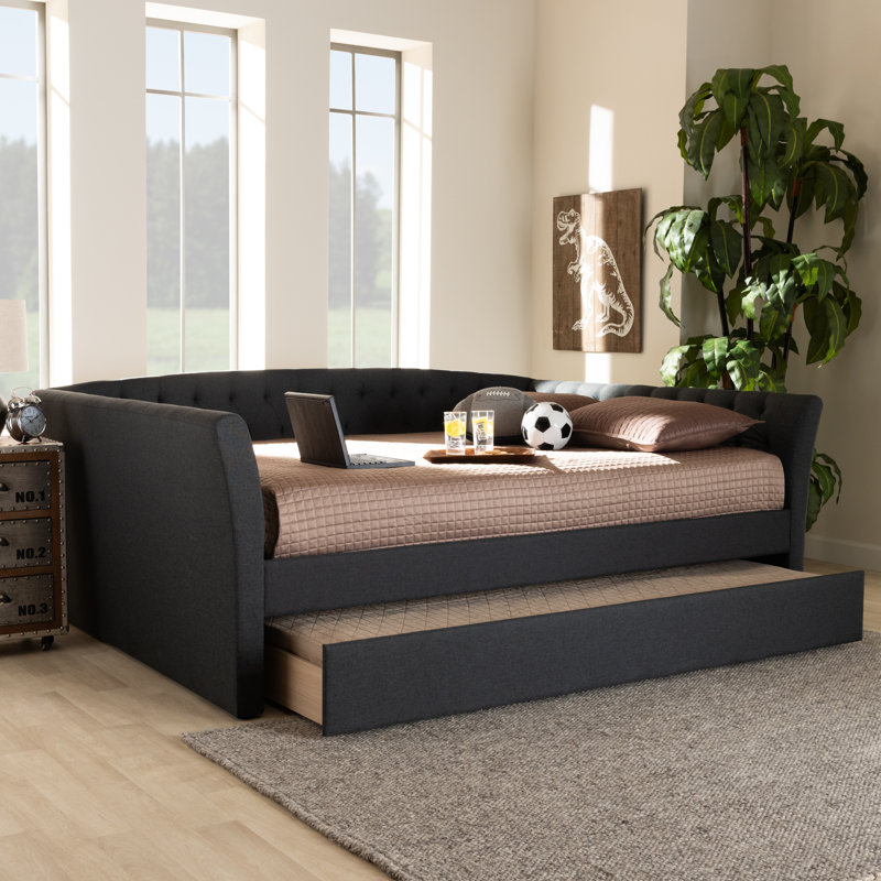 Lit de jour avec couchette Eppie, Lit double, Gris foncé