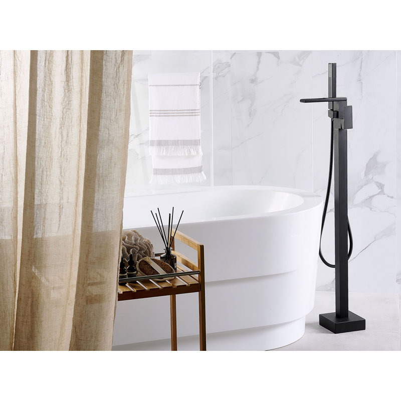 Alixandra 1 Handle Floor Bath Shower Mixer Bath Filler with Diverter, Black