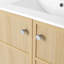 Meuble-lavabo de salle de bain avec lavabo, armoire de rangement de salle de bain moderne à bords arrondis et courbes avec tiroir, lavabo en céramique blanc rond sans robinet, pré-assemblé, couleur vert clair