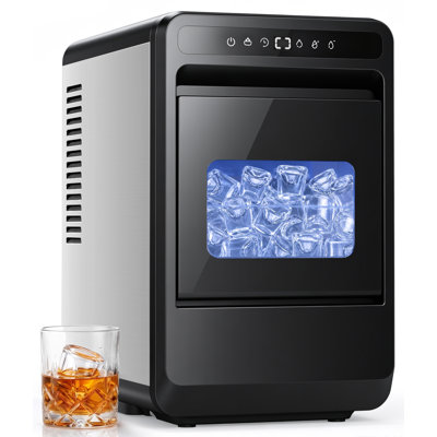 Machine à glaçons pour comptoir pour cocktails, whisky, glaçons cristallins de 1,2 po, 26,5 lb / jour, 8 pièces en 20 minutes, minuterie 24 heures, autonettoyante
