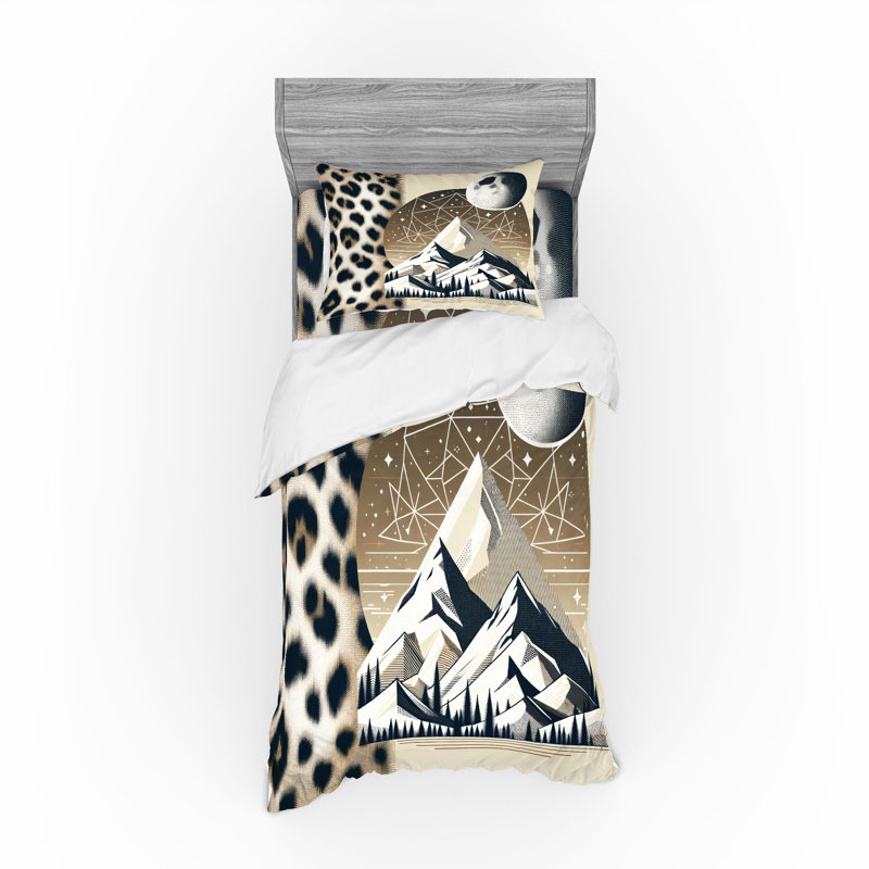 Ensemble de literie Ambesonne Wild Mountains & sépia bleu foncé gris, Housse de couette simple + 6 pièces supplémentai