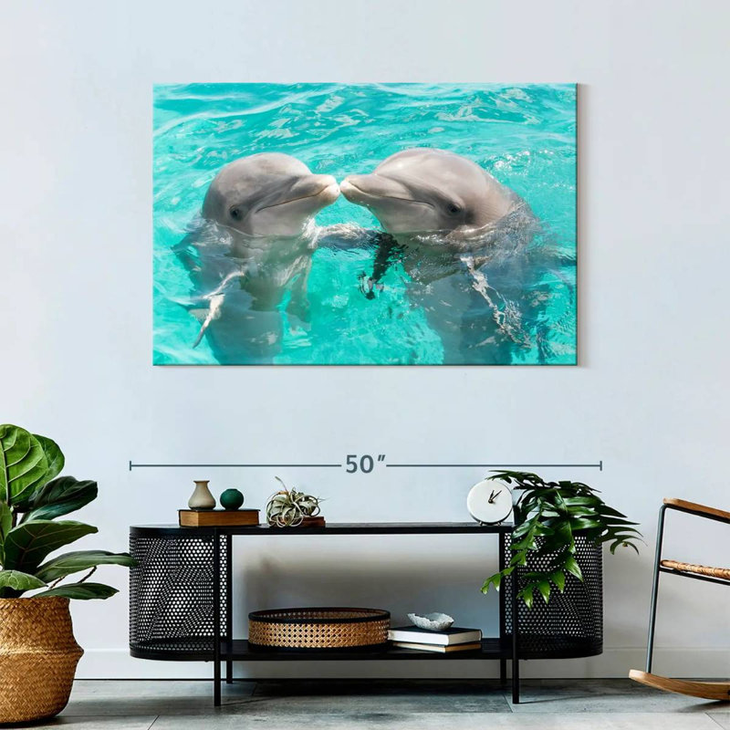 Dolphins Kissing, 30" H x 45" W