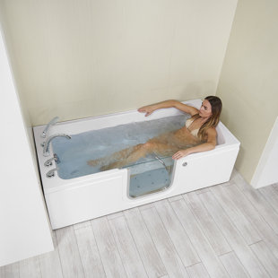 Ella Laydown 32"x72" Air Massage Walk-In-Bathtub, 5 Piece Fast Fill Faucet