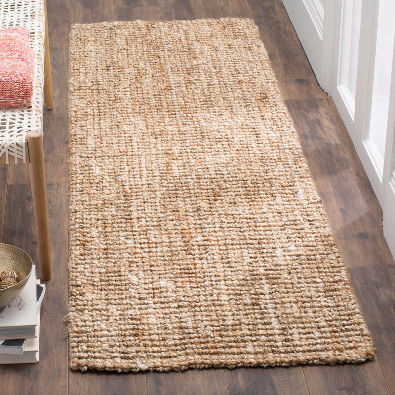 Tapis tissé à la main en jute/sisal naturel/ivoire Alda, Tapis de couloir 2 pi x 10 pi