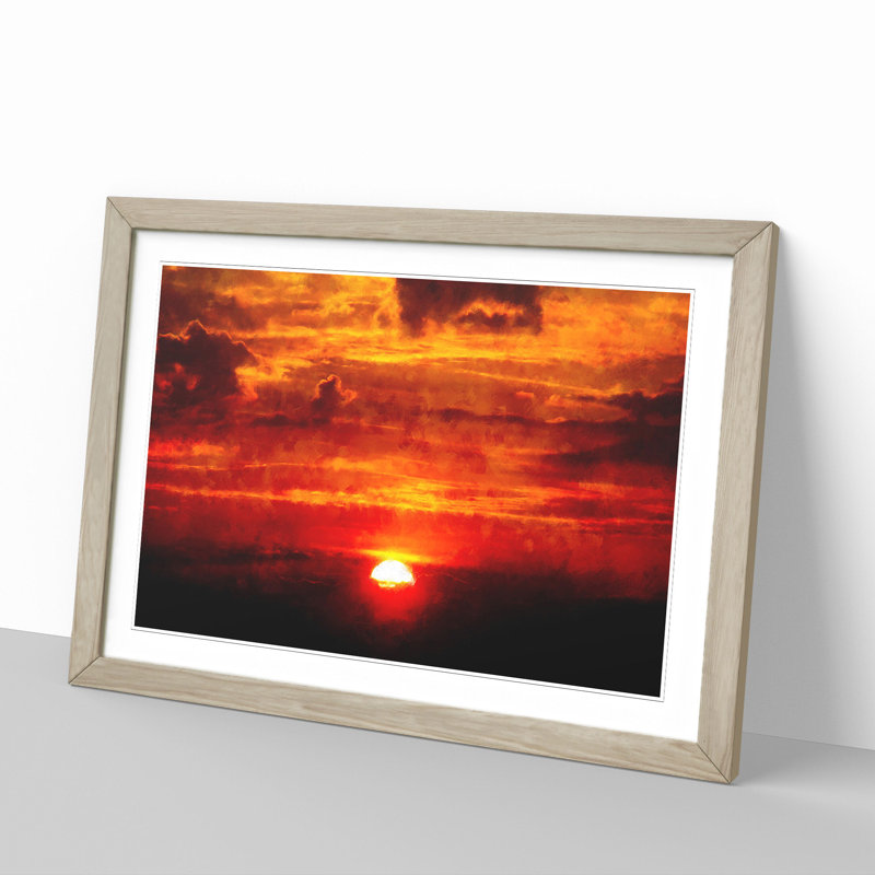 Red and Orange Sunset - Framed Print, 36cm H x 48cm W x 2cm D, Oak Framed