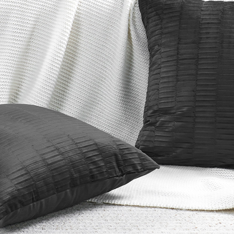 Velvet Pleated Euro Pillow Cover, Gun Metal