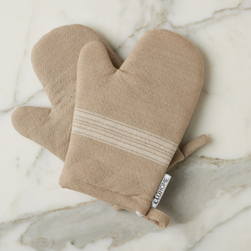 Oven Mitt, Vintage Stripe, White