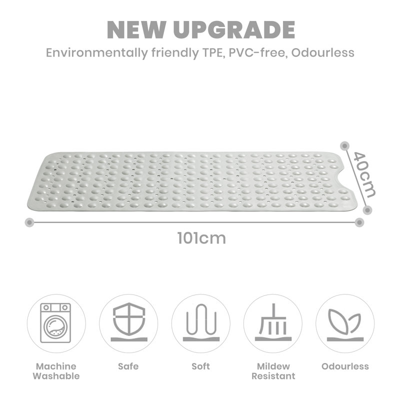 TPE,PVC-free Non-Slip Bath Mat, Grey