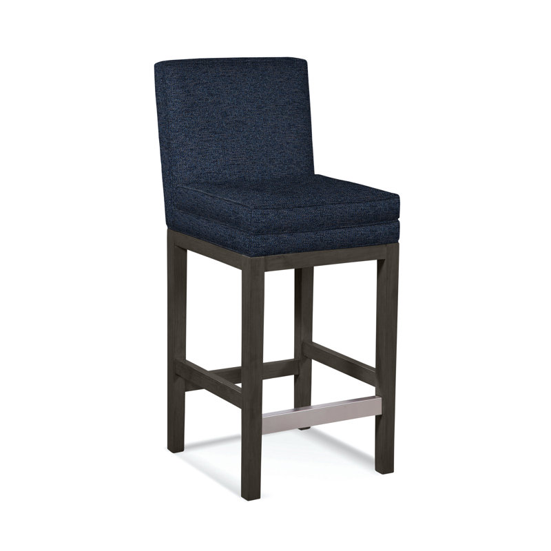 Upholstered Stool, Basic Navy; 0317-61, Coffee Finish