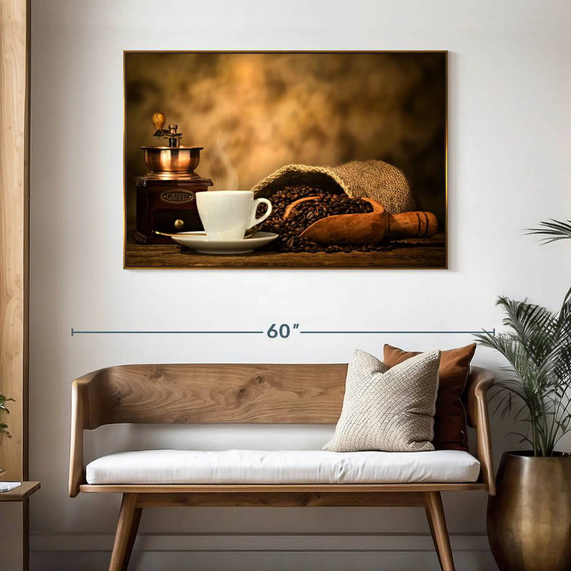 Rustic Coffee, 46" X 31", Floating Frame Gold