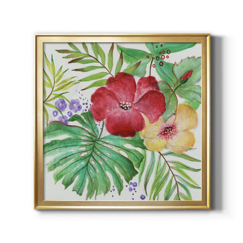 Tropical Blooms Gold Framed Canvas Print, 24" x 24"