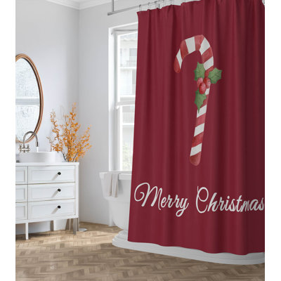 Merry Christmas Candy Cane Ultra-Thin Lightweight Shower Curtain