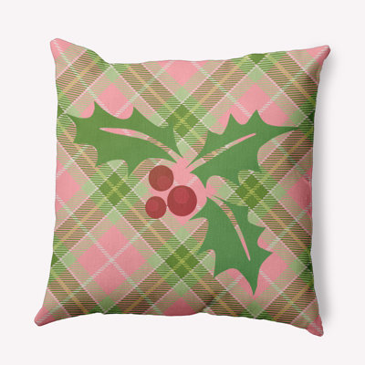 E By Design Plaid Polyester Throw Pillow In Pink