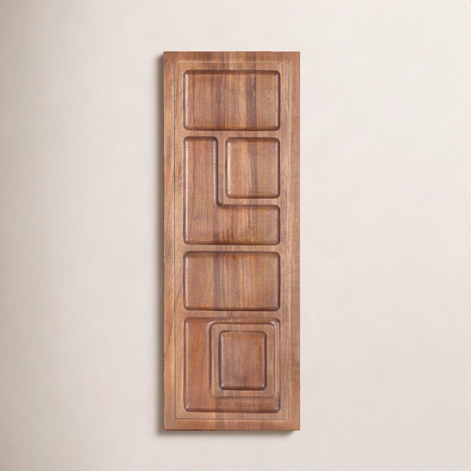 Tala Solid Wood Wall Mounted Sculpture, Brown