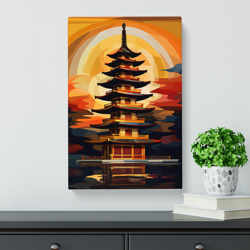 Pagoda Abstract No.2 - Wrapped Canvas, 50cm H x 35cm W x 3cm D