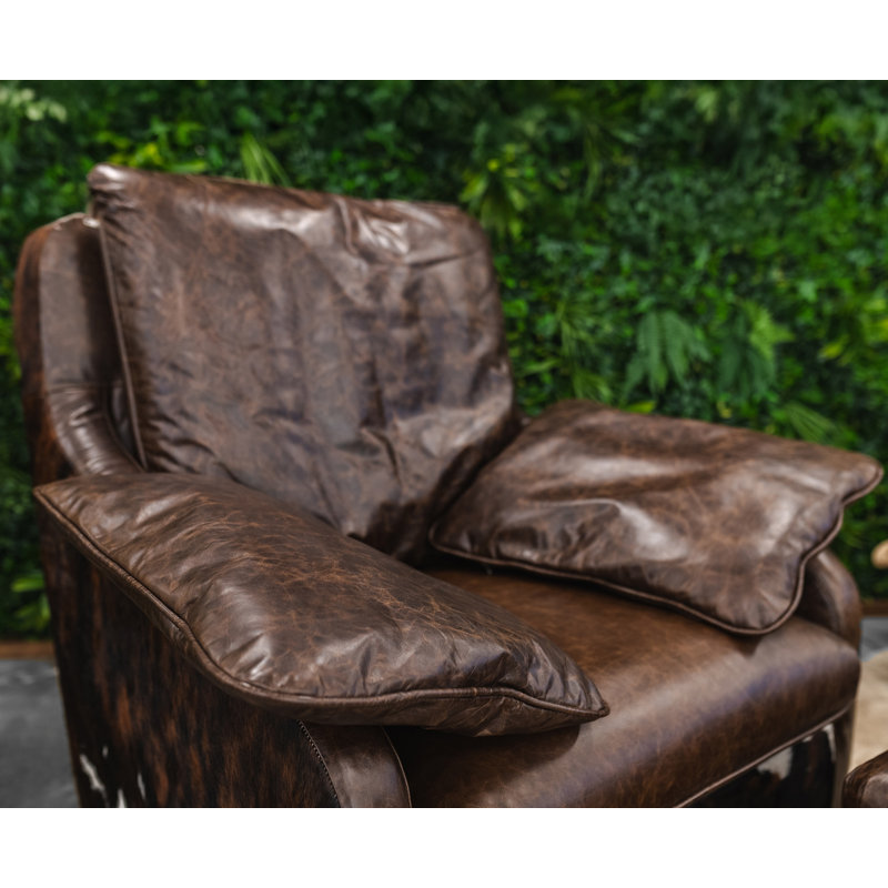 Ensemble de fauteuil en cuir et repose-pieds