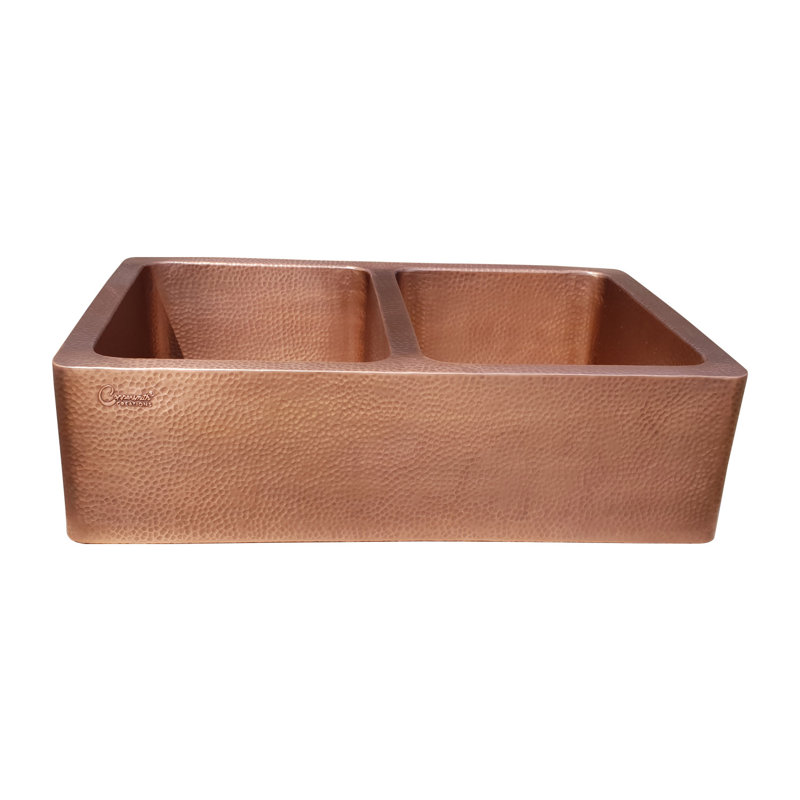 Borough Wharf Landes 550mm W Double Bowl Copper Kitchen Sink