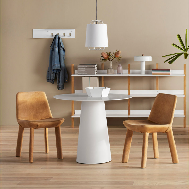 Neat Leather Dining Chair, Camel Genuine Leather