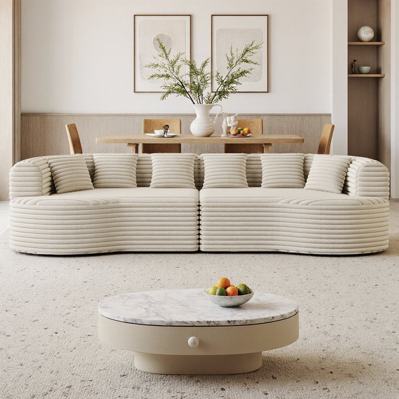Canapé modulaire incurvé surdimensionné sans os Boneless, Beige