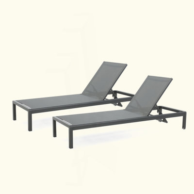 2-Piece Outdoor Recliner Set with Wheels | Mesh & Aluminum Lounge Chairs for Poolside/Backyard by Latitude Run
