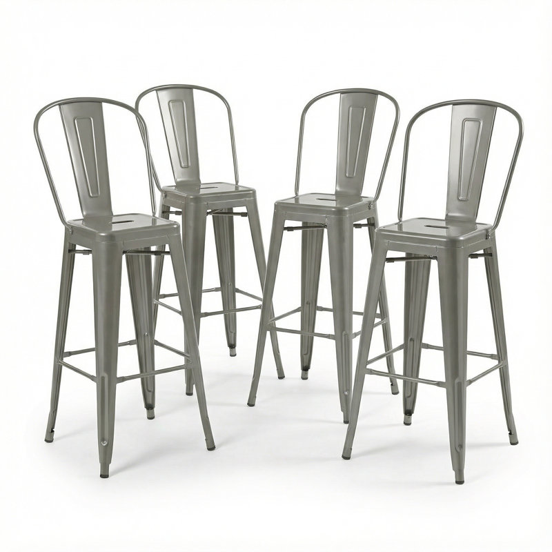 Counter Stool with Metal Frame, Silver