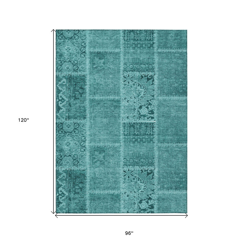 Tapis bleu sarcelle et turquoise 8 pi x 10 pi
