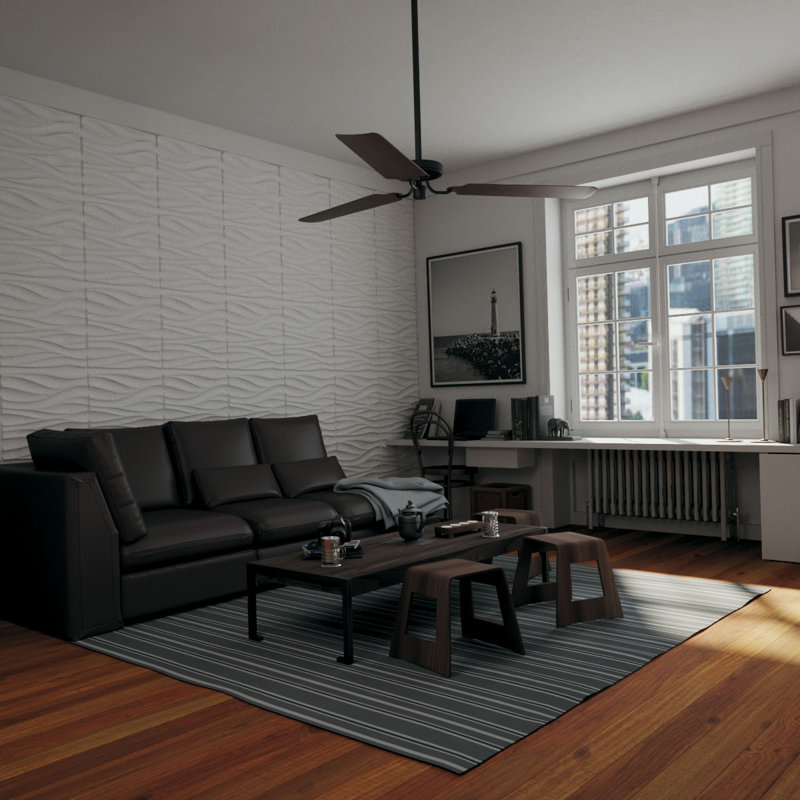 White Textured 3D PVC Wall Panels, 19.63" x 19.63", 12-Pack