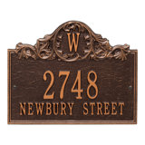 Acanthus Monogram 3-Line Wall Address Plaque