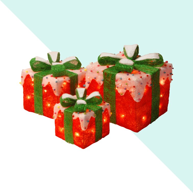 Hashtag 3 Piece Gift Box Christmas Decoration Lighted Display Set Reviews | Wayfair