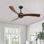 Ventilateur de plafond avec métal noir et bois naturel et bois, commande à distance et circulation d'air saisonnière