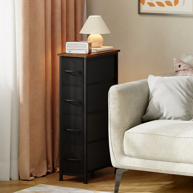  Commode étroite avec 4 tiroirs, commode de rangement mince avec tiroirs en tissu amovibles pour les petits espaces
