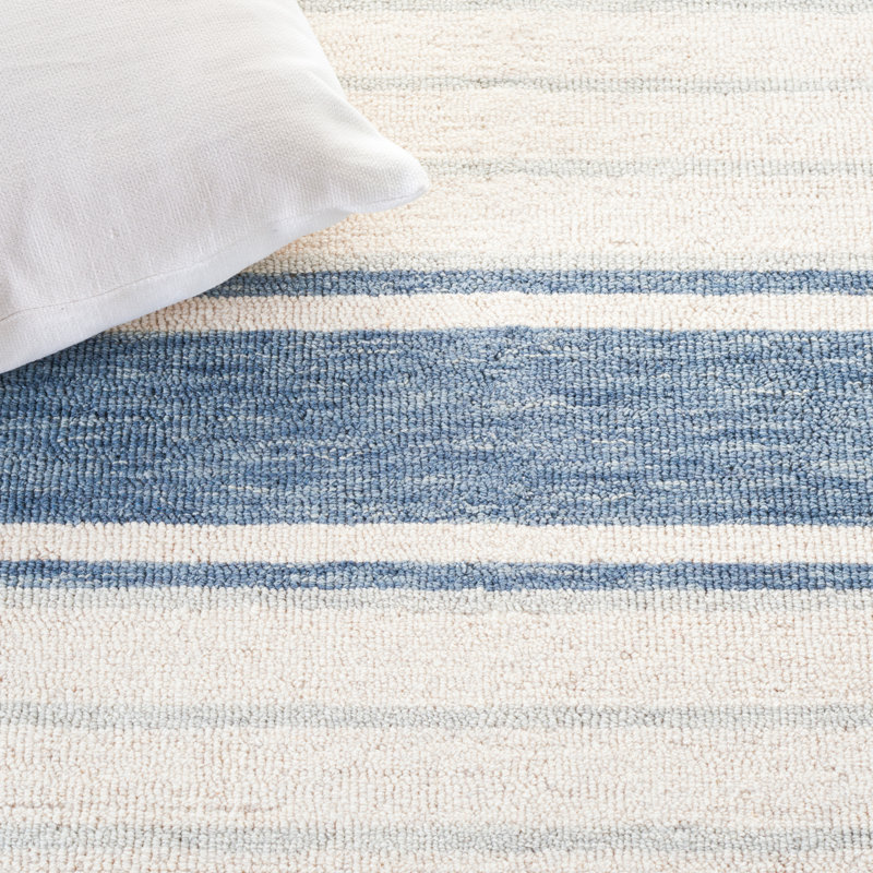 Tapis bleu / ivoire en laine touffeté à la main Lauren Ralph Lauren, Rectangle 8 pi x 10 pi