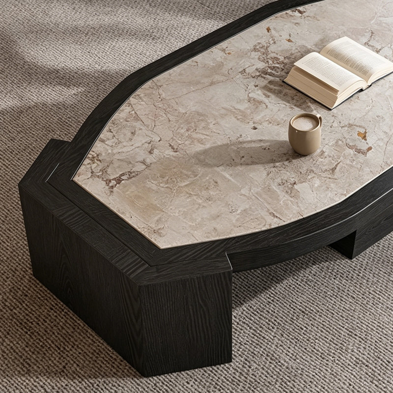 Table basse moderne en ardoise, Beige/gris